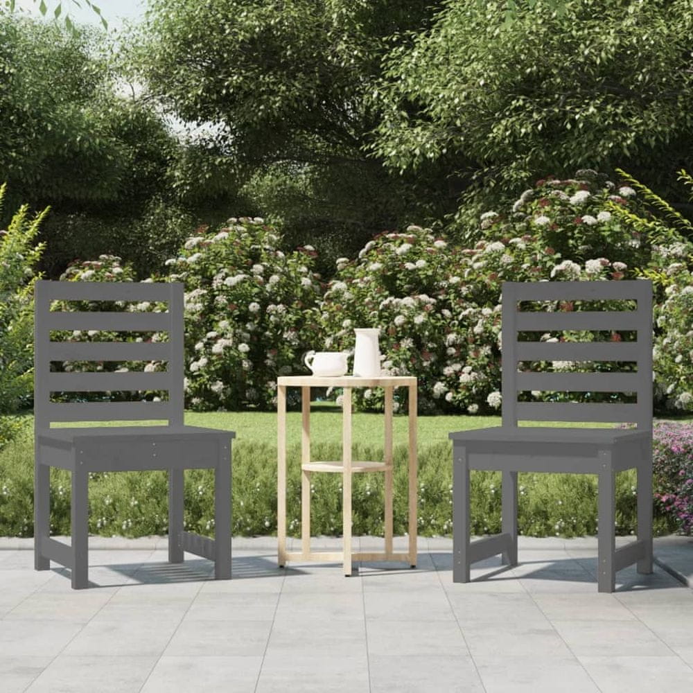 Vidaxl Záhradné stoličky 2 ks sivé 40,5x48x91,5 cm borovicový masív